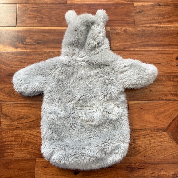 Restoration Hardware RH Baby Infant Luxe Fur Faux Grey Bunting Suit Warm 6 Month - Picture 10 of 11